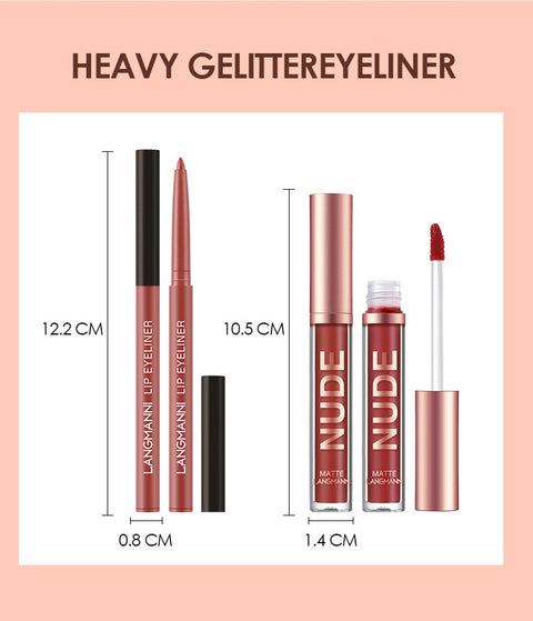 Lip Liner And Lipstick Makeup 12 Pcs Set 6 Matte Lipstick 6 Lip Liner Pens