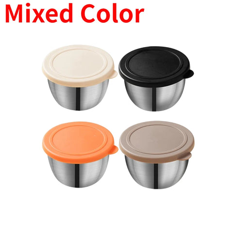Stainless Steel Sauce Cup with Lid Salad Dressing Container Reusable Salad Dipping Dish Portable Barbecue Spice Jar Kitchen Tool