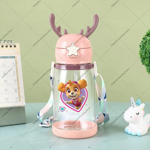 Paw Patrols Kids Water Sippy Cup Antler Creative Cartoon Baby Cups with Straws Leakproof Water Bottles Outdoor Children's Cup