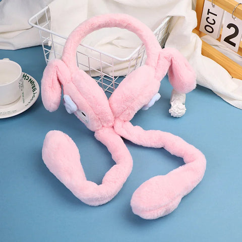 Sanrio Warm Earmuffs Cute Cartoon Hello Kitty Cinnamoroll Winter Warm Earmuffs Ear Moving Plushie Toy Boy Girl Christmas Gift