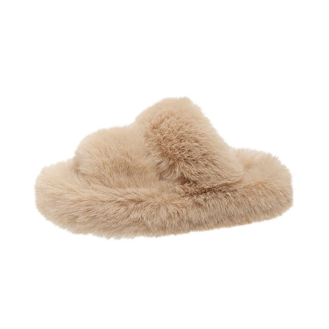 Girls Winter Fur Slippers Classic Simple Plush Slippers Children Fashion Non-slip Open-toe Kids Causal Cotton Shoes Versatile