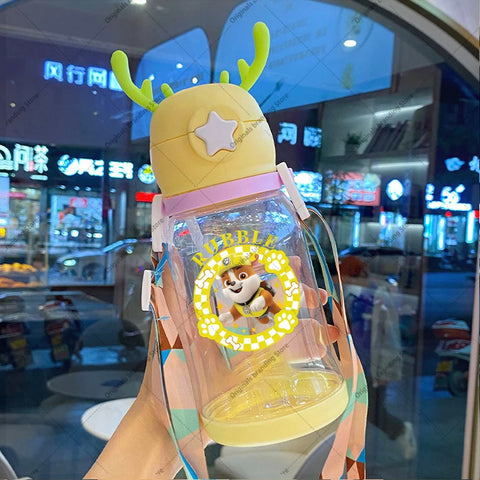 Paw Patrols Kids Water Sippy Cup Antler Creative Cartoon Baby Cups with Straws Leakproof Water Bottles Outdoor Children's Cup