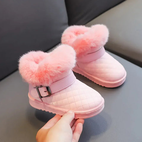 Leather Covered Children Snow Boots Anti Slip Thick Cotton Boots Short Boots Baby Cotton Shoes Kids Shoe for Girl Winer Shoe