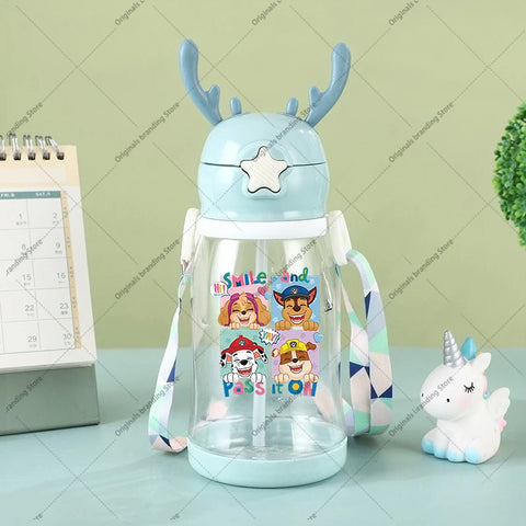 Paw Patrols Kids Water Sippy Cup Antler Creative Cartoon Baby Cups with Straws Leakproof Water Bottles Outdoor Children's Cup
