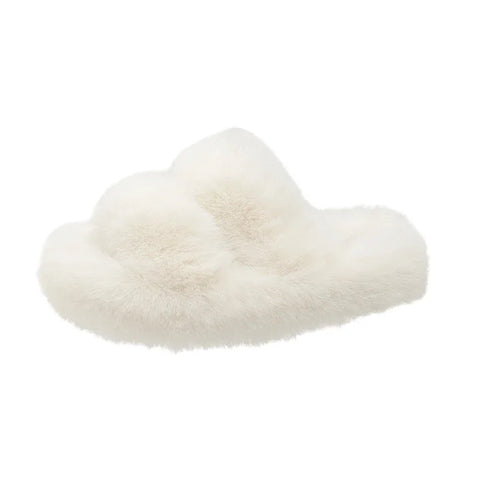 Girls Winter Fur Slippers Classic Simple Plush Slippers Children Fashion Non-slip Open-toe Kids Causal Cotton Shoes Versatile