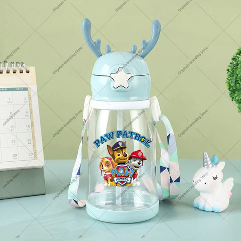 Paw Patrols Kids Water Sippy Cup Antler Creative Cartoon Baby Cups with Straws Leakproof Water Bottles Outdoor Children's Cup