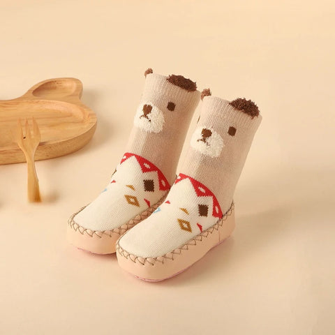 Cotton Warm Shoes with Rubber Anti Slip Sole Winter Baby Cute Cartoon Animal Floor Socks for Infant Girls Boys Slipper Stuff