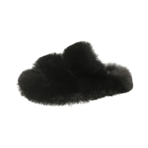 Girls Winter Fur Slippers Classic Simple Plush Slippers Children Fashion Non-slip Open-toe Kids Causal Cotton Shoes Versatile