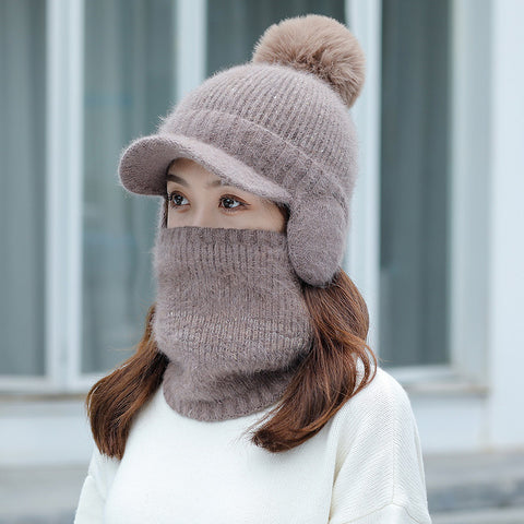 Tongue Hat And Bib Two-piece Winter Knitted Hat