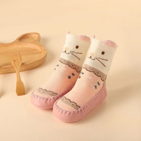 Cotton Warm Shoes with Rubber Anti Slip Sole Winter Baby Cute Cartoon Animal Floor Socks for Infant Girls Boys Slipper Stuff