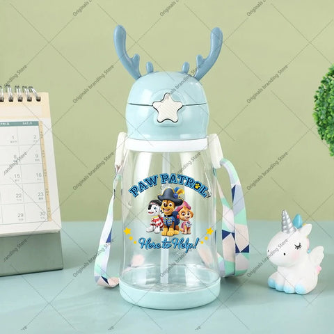 Paw Patrols Kids Water Sippy Cup Antler Creative Cartoon Baby Cups with Straws Leakproof Water Bottles Outdoor Children's Cup