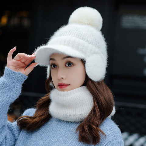 Tongue Hat And Bib Two-piece Winter Knitted Hat