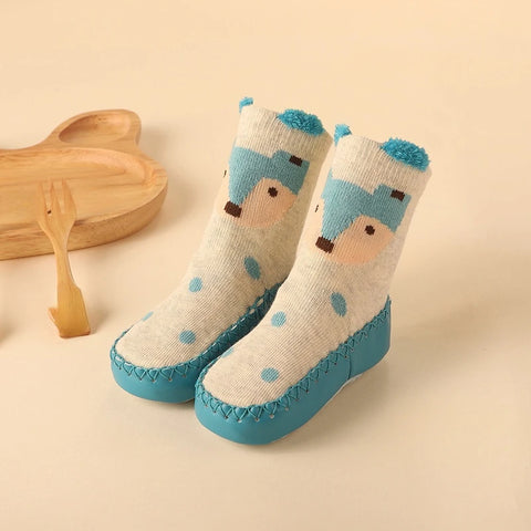 Cotton Warm Shoes with Rubber Anti Slip Sole Winter Baby Cute Cartoon Animal Floor Socks for Infant Girls Boys Slipper Stuff