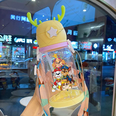 Paw Patrols Kids Water Sippy Cup Antler Creative Cartoon Baby Cups with Straws Leakproof Water Bottles Outdoor Children's Cup