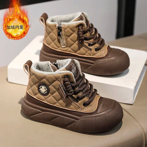 Hot Style Children's Snow Boots Thick Sole Boys Girls Winter Plush Cotton Shoe Soft Sole for Comfort Warm Student Casual Shoes