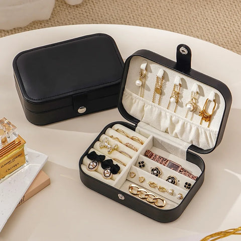 Velvet Interior Jewelry Storage Box Movable Partition PU Leather Ring Earrings Organizer Anti-oxidation Jewel Case