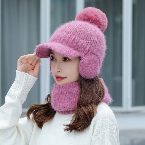 Tongue Hat And Bib Two-piece Winter Knitted Hat