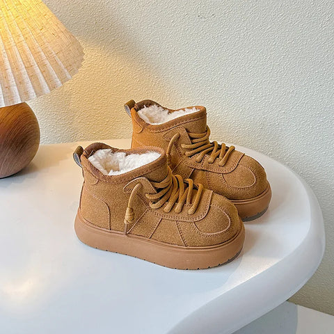 Brand Women Boot 2025Autumn Boy  Girl Cotton Shoe Platform Kid Snow Boots with Velvet Thickened Child Shoes Versatile Girl Boots