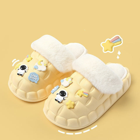 Winter Slippers Indoor Non-slip Waterproof Warm Detachable Home Shoes For Kids