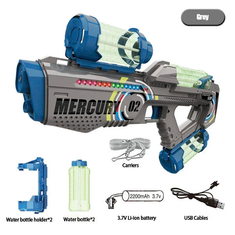 Fully Automatic Electric Water Gun Headband With Lights Water Battle Game Outdoor Kids Toys With Three Water Storage Bottles Bag