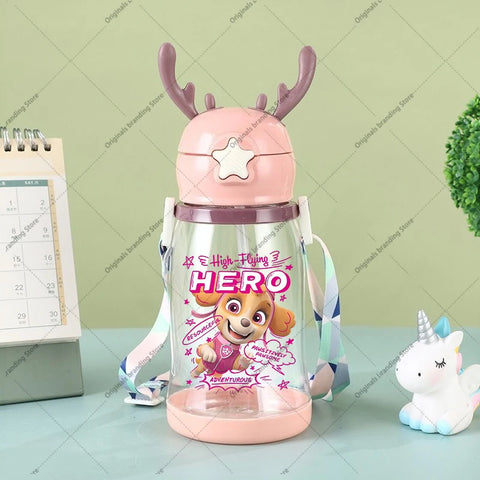 Paw Patrols Kids Water Sippy Cup Antler Creative Cartoon Baby Cups with Straws Leakproof Water Bottles Outdoor Children's Cup