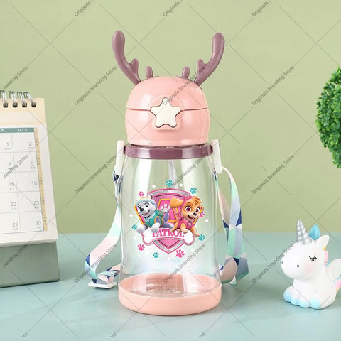 Paw Patrols Kids Water Sippy Cup Antler Creative Cartoon Baby Cups with Straws Leakproof Water Bottles Outdoor Children's Cup