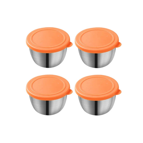 Stainless Steel Sauce Cup with Lid Salad Dressing Container Reusable Salad Dipping Dish Portable Barbecue Spice Jar Kitchen Tool