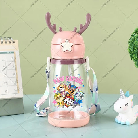 Paw Patrols Kids Water Sippy Cup Antler Creative Cartoon Baby Cups with Straws Leakproof Water Bottles Outdoor Children's Cup