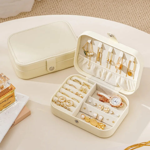 Velvet Interior Jewelry Storage Box Movable Partition PU Leather Ring Earrings Organizer Anti-oxidation Jewel Case