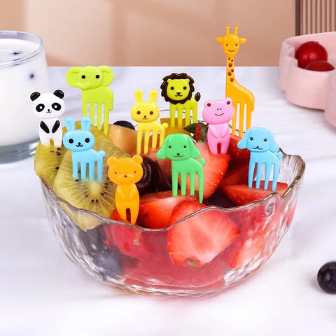 Mini Cartoon Fruit Forks For Children Kids Cute Animals Food Picks Small Snack Cake Dessert Toothpicks Chopsticks
