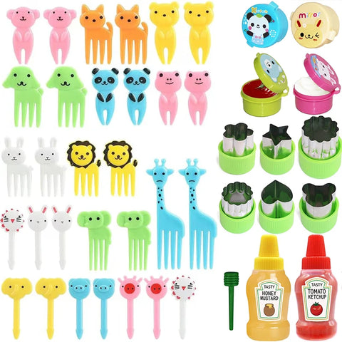 Mini Cartoon Fruit Forks For Children Kids Cute Animals Food Picks Small Snack Cake Dessert Toothpicks Chopsticks