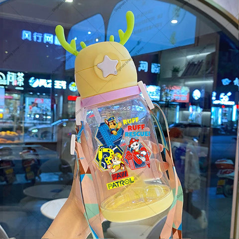 Paw Patrols Kids Water Sippy Cup Antler Creative Cartoon Baby Cups with Straws Leakproof Water Bottles Outdoor Children's Cup