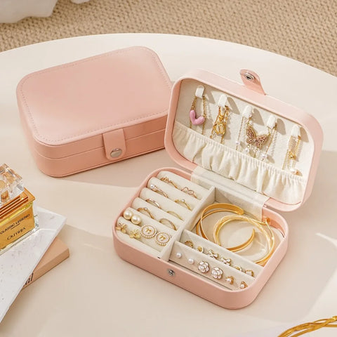 Velvet Interior Jewelry Storage Box Movable Partition PU Leather Ring Earrings Organizer Anti-oxidation Jewel Case