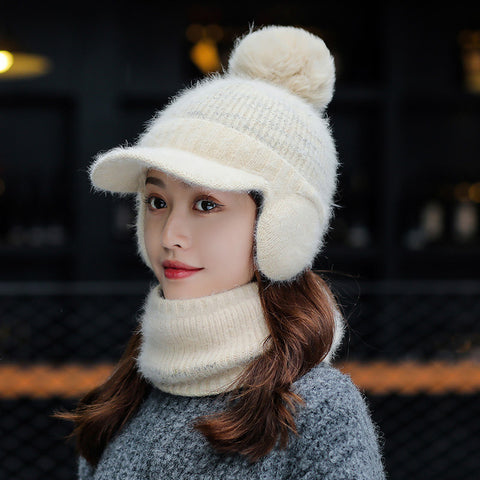 Tongue Hat And Bib Two-piece Winter Knitted Hat