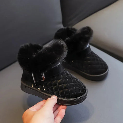 Leather Covered Children Snow Boots Anti Slip Thick Cotton Boots Short Boots Baby Cotton Shoes Kids Shoe for Girl Winer Shoe