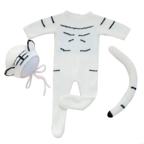 C90B Newborn Photography Props Baby Romper Hat for Doll Tail Infants Photo Jumpsuit Bodysuit