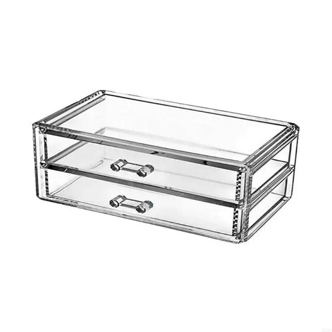 2025 New 2 Drawer Clear Acrylic Makeup Organizers Dustproof Cosmetic Storage Box for Jewelry Pens and Makeup Organization