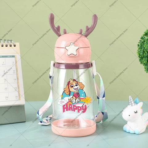 Paw Patrols Kids Water Sippy Cup Antler Creative Cartoon Baby Cups with Straws Leakproof Water Bottles Outdoor Children's Cup