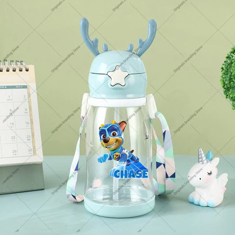 Paw Patrols Kids Water Sippy Cup Antler Creative Cartoon Baby Cups with Straws Leakproof Water Bottles Outdoor Children's Cup
