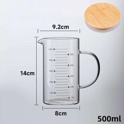 350-1000ml Glass Measuring Cup With Lid Heat-resistant Measuring Mug With Scales Laboratory Beaker Handle Kitchen Measuring Tool