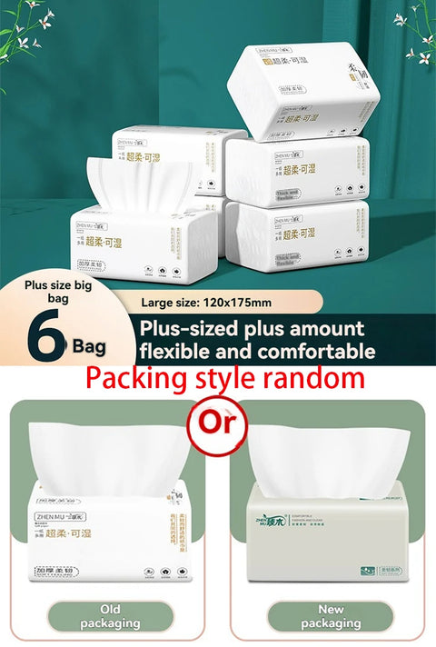 6 Packs Extractable Toilet Paper 4 Layers Thickened Wettable Facial Tissue Kitchen Napkins Handkerchiefs Disposable Tissue Paper