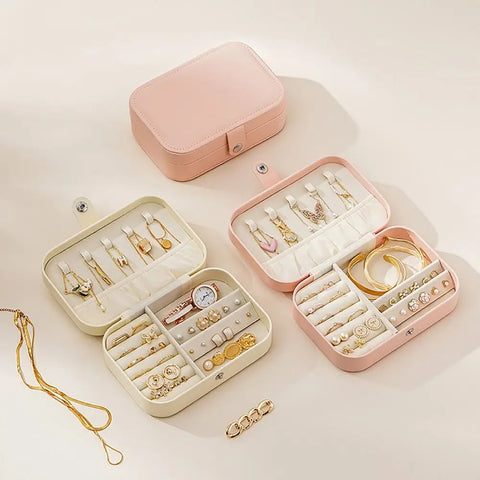 Velvet Interior Jewelry Storage Box Movable Partition PU Leather Ring Earrings Organizer Anti-oxidation Jewel Case