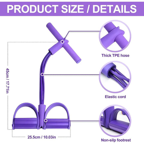 21 Fitness Resistance Bands-4 Tube Pedal Ankle Puller, New Elastic Yoga Pedal Puller Stretch Band for Exercise, AB Training Auxi