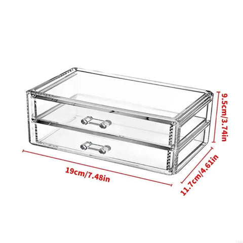 2025 New 2 Drawer Clear Acrylic Makeup Organizers Dustproof Cosmetic Storage Box for Jewelry Pens and Makeup Organization