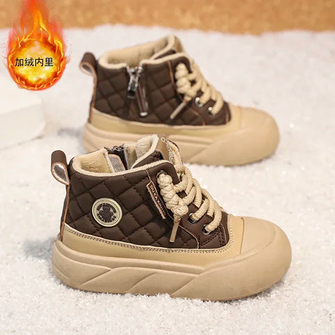 Hot Style Children's Snow Boots Thick Sole Boys Girls Winter Plush Cotton Shoe Soft Sole for Comfort Warm Student Casual Shoes