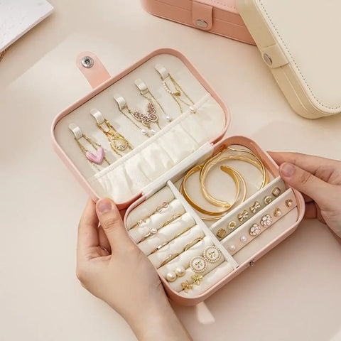 Velvet Interior Jewelry Storage Box Movable Partition PU Leather Ring Earrings Organizer Anti-oxidation Jewel Case