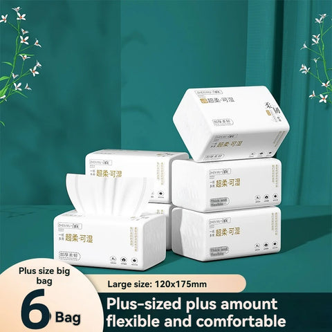 6 Packs Extractable Toilet Paper 4 Layers Thickened Wettable Facial Tissue Kitchen Napkins Handkerchiefs Disposable Tissue Paper