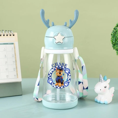 Paw Patrols Kids Water Sippy Cup Antler Creative Cartoon Baby Cups with Straws Leakproof Water Bottles Outdoor Children's Cup
