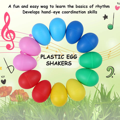 12Pcs Egg Shakers Musical Instruments Percussion Egg for Kids Toys Plastic Easter Egg Shaker for Education Musical Learning