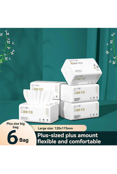 6 Packs Extractable Toilet Paper 4 Layers Thickened Wettable Facial Tissue Kitchen Napkins Handkerchiefs Disposable Tissue Paper